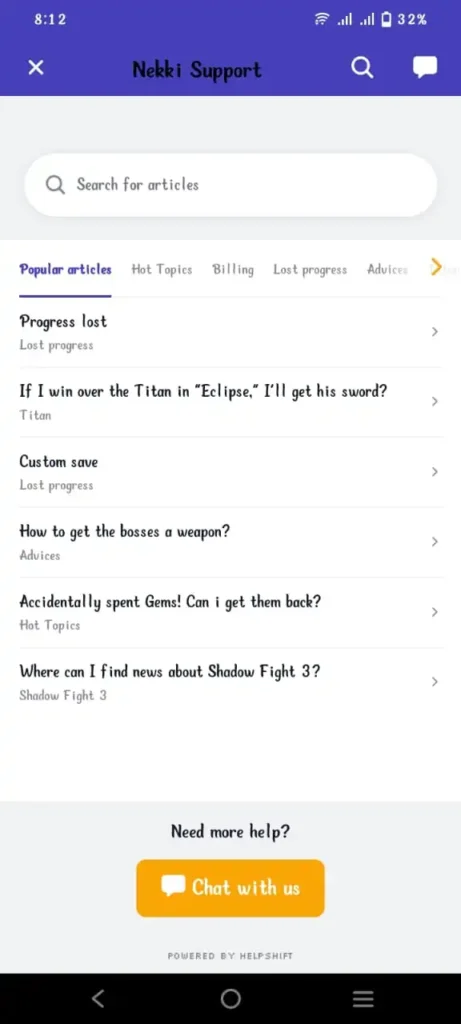shadow fight support