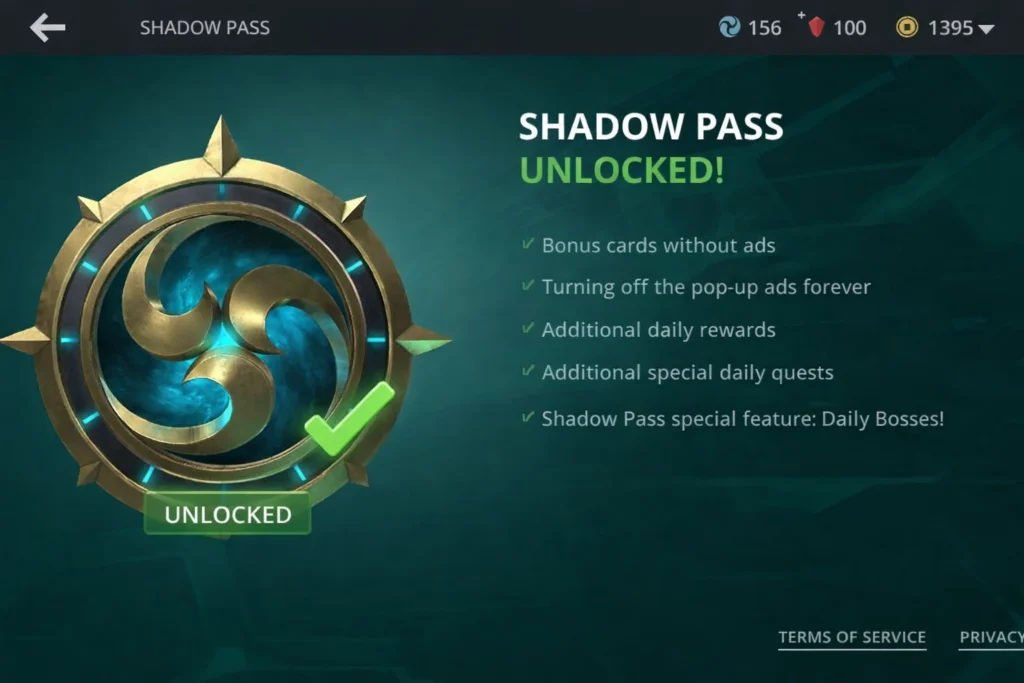 Shadow Fight 3 Shadow Pass unlocked all premium rewards