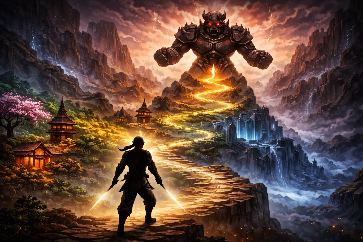 Journey across seven provinces leading to the final battle with Titan in Shadow Fight 2 Special Edition